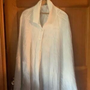 white  crochet sweater cape size large